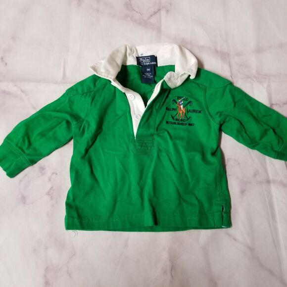 Polo by Ralph Lauren Green Long Sleeve Shirt 9M - Picture 1 of 3
